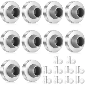 Concave Door Stopper Wall Door Bumper, Doors Knob Wall Shield Stainless Steel Round Rubber Handle Stoppers Knob Walls Mount Protector  Doors Handle  Shield Walls (Grey)