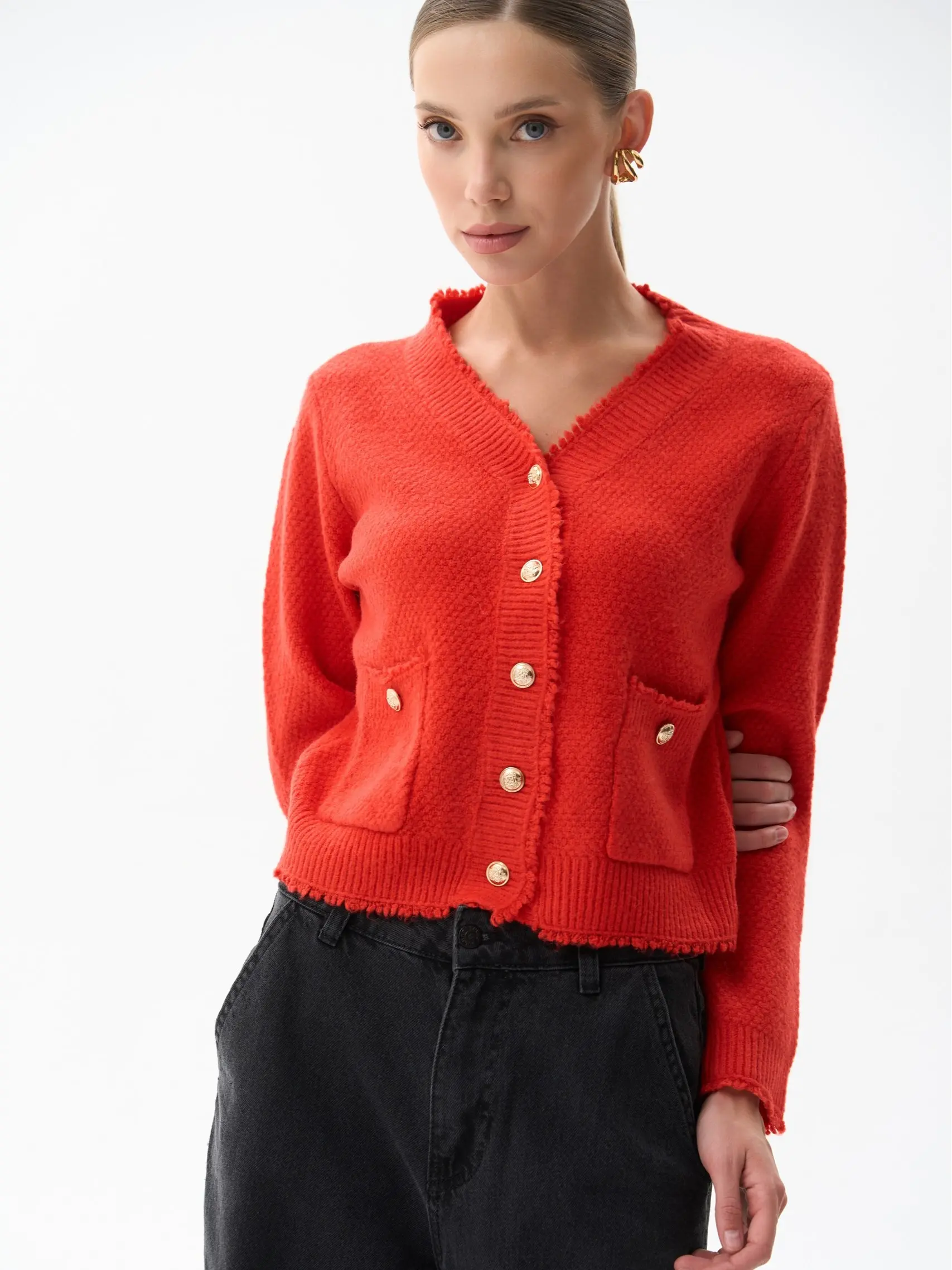SOLMAR Woolen Cardigan with Small Buttons