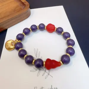 10MM Ylang-ylang Floral Scent Handmade incense aromatherapy bracelet with Buddha+Hulu+Fu bag