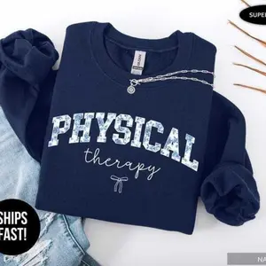 Physical Therapy Sweatshirt, Boho Blue Toile DPT Crewneck, Cute Rehab Specialist Pullover, Cozy Physical Therapist Top