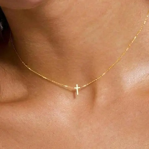 Women's Elegant Cross Pendant Necklace, Dainty Cross Necklace, Stainless Steel Jewelry for Party, Daily Clothing Decor, Trendy All-match & Exquisite Jewelry for Birthday Gift, Fashion Jewelry, Stainless Steel Necklaces