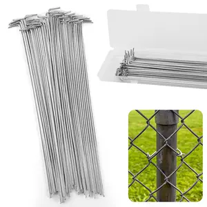 60 Pack Chain Link Fence Ties, 8.27 Inch Galvanized Steel Fence Ties, 14 Gauge Chain Link Fences Repair Kit for Garden and  Kennel (60)