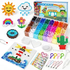 Creative DIY Craft Kit 24-Color Felt Bead Craft Set—Create keychains, phone charms, animal figures, and more. Promotes brain development and hand-eye coordination in children and adults. Helps children disconnect from screens. A wonderful holiday gift.