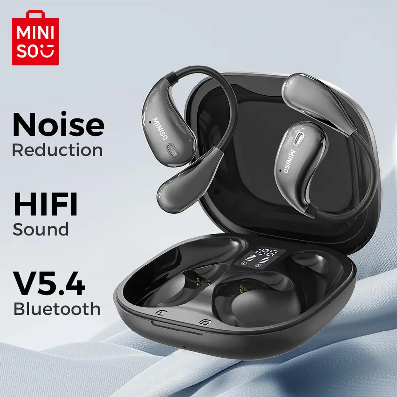MINISO X33 In-Ear Plastic Wireless Earbuds with Flexible Earhook, Bluetooth 5.4, 90 Hz-20 kHz HiFi Stereo, Call-Ready Mic, Sports-Friendly, Waterproof, iPhone & Android Compatible Headphones