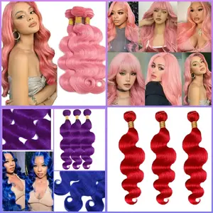 20 22 24 inch Red Human Hair Bundles Body Wave 3 Pcs Unprocessed Brazilian Virgin Quick Weave Hair Extensions