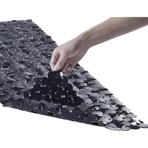 Bath Shower Mat Non Slip:  Pebble Bathtub mat for , , Anti Slip Shower Matt with Drain Holes Suction Cups Tub Mat - 16 X 40 Inch Black