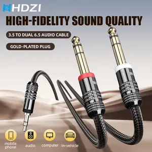 Hhdzi 3.5mm to Dual 6.5mm Y-Shaped Audio Cable, Reduces Electromagnetic Interference, Ideal for Phones, Computers, Musical Instruments