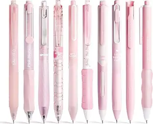 Gel Ink Pen Set,Cute Note Taking 0.5mm Fine Point Retractable 10 Count Black Ink Pens with for Writing, Journaling, School, Office