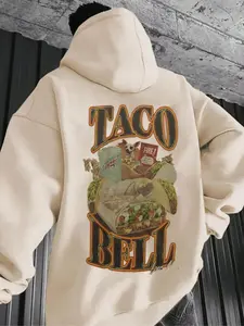 Taco Bell Food - Themed Graphic Hoodie, Trendy Streetwear with Casual Vibe, TikTok - Popular Fashion Item