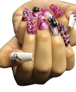 3D Spider Halloween Press On Nails: Bloody Horror Costume Nail Set - Glossy Y2K Chrome Design with 10 Nails & 20 Adhesive Tabs for Quick Application