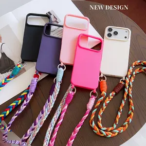 Simple Large Hole Phone Case for iPhone 17-14 Series, Soft Anti-Drop Protection, Includes Long Lanyard, Travel Friendly