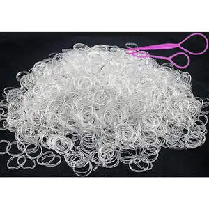 2000 PCS Clear Elastic Mini Ponytail Rubbers Ties Soft Non-Slip Small Hair Accessories for Girls with 2 PCS Topsy Tail Tools High-Quality TPU Hair Bands