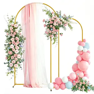 Metal Arch Backdrop Stand Gold Wedding Arch Stand Set of 2 (7.2FT/6FT) Square Arched Frame for Birthday Party Graduation Ceremony Decoration