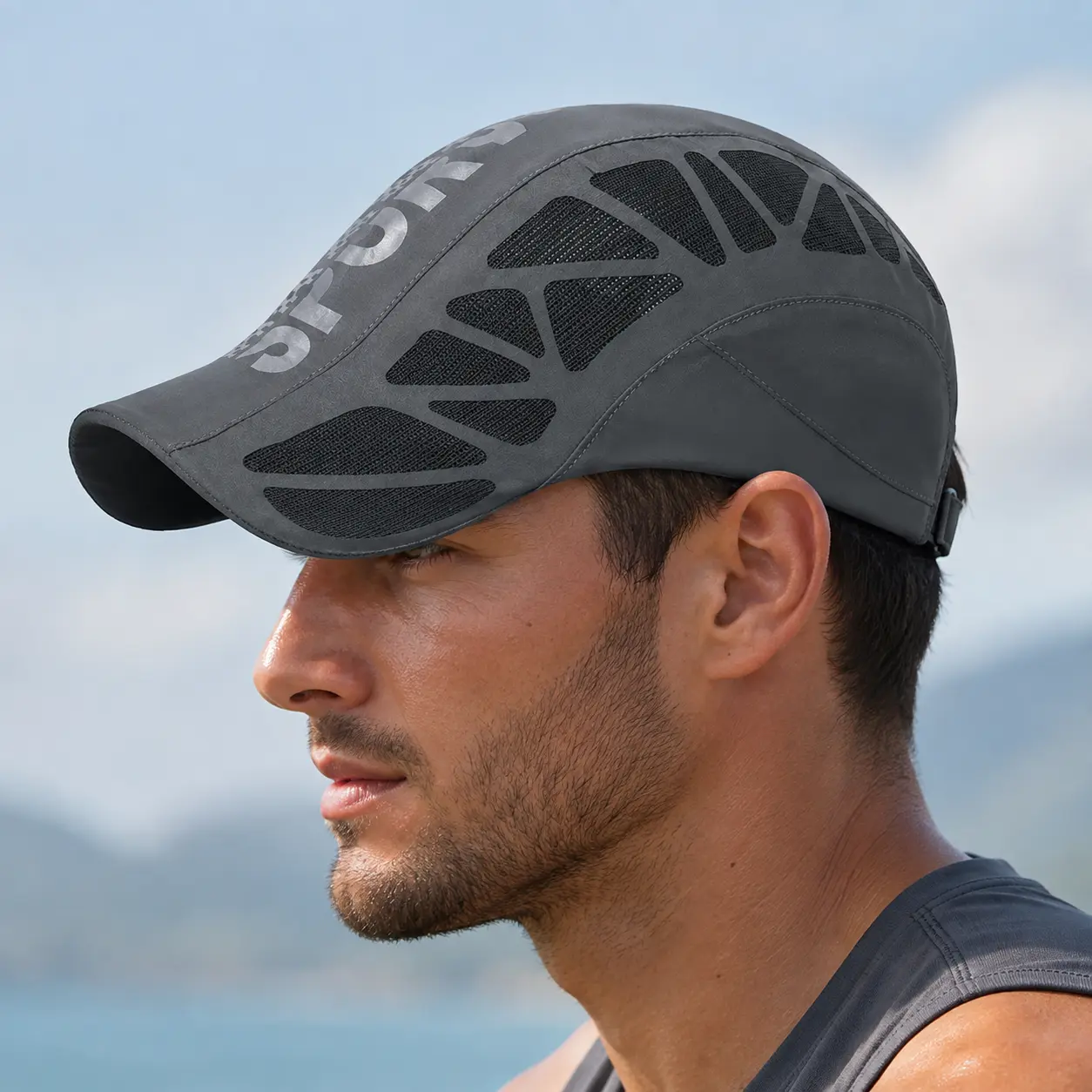 Breathable Mesh Running Cap for Men and Women, Quick Dry Lightweight Adjustable Sports Baseball Hat for Running Cycling Hiking Golf Gym Outdoor Summer