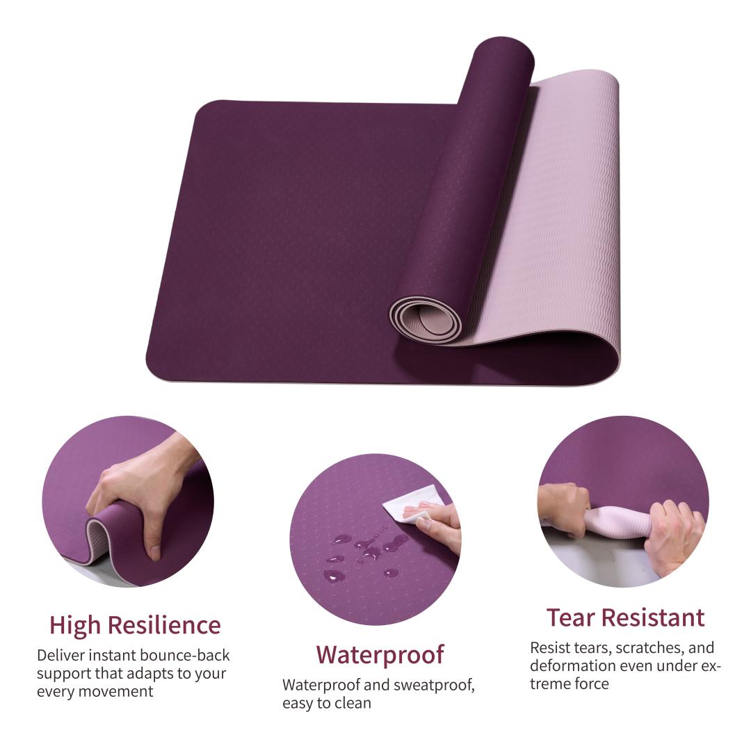 Yoga Mat, Exercise Yoga Mat With Non-Slip Design, Professional TPE Exericise Mat, 72X 24 Multi-Purpose Workout Mat For Women, Pilates Fitness And Floor Exercises