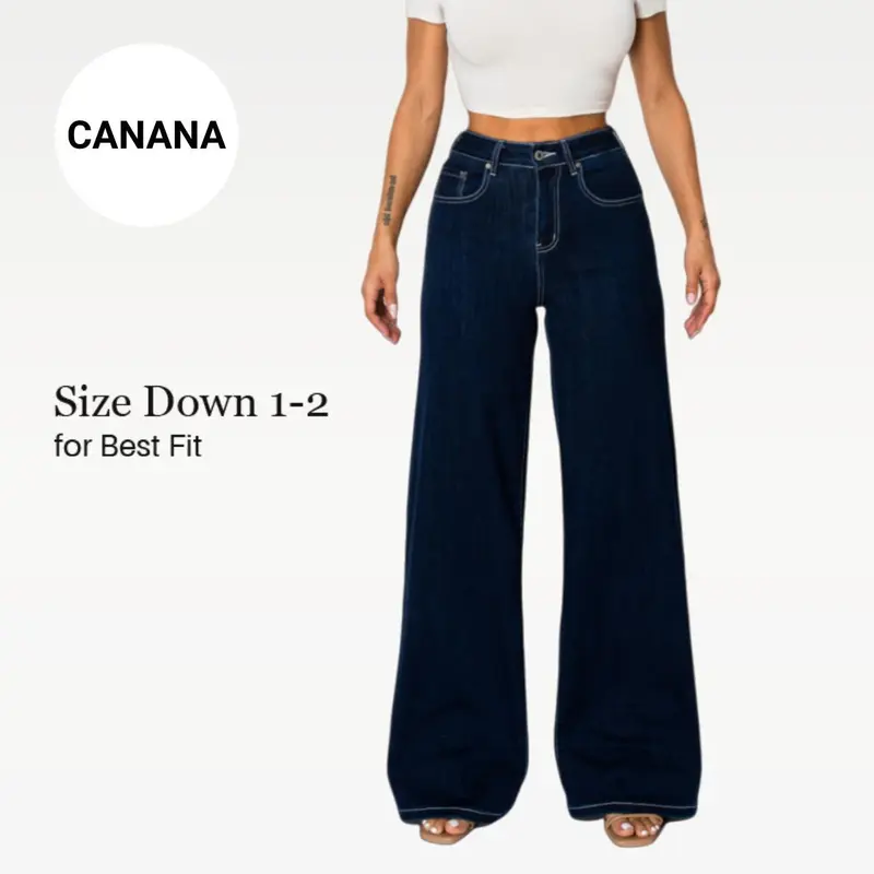 Sofia CANANA Super Stretchy High Rise Wide Leg Jeans for Women Baggy Denim Pants Tummy Control BBL Regular Size Plus Size