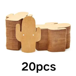 Cactus Leather Paper Earring Card Display Stand, Blank Jewelry Storage Organizer for Earrings Keychains, Small Accessories Holder
