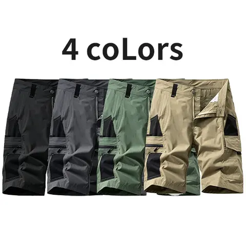 HOMUG Men’s 4-Pack Military-Inspired Cargo Shorts - Menswear, Wear-Resistant, Breathable Tactical Combat Wear with Multifunctional Mid-Length Side Pockets, Casual Bottoms for Spring Summer, Mix-And-Match Sets
