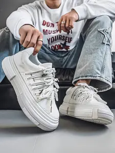 Unisex All-White Soft Platform Multi-Lace Casual Shoes, Daily Comfort Style, Soft Platform Foot Feel + Multi-Lace Adaptability + Comfort Material Upper, Soft Fit & Practical Convenience , Ideal for Commuting & Light Leisure Scenes