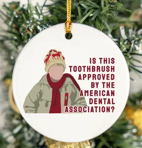 Home Alone Kevin McCalister Toothbrush Ornament, TV Show Music Movie Ceramic And Acrylic Ornament, Christmas Ornament