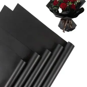 Solid Black Floral Wrapping Paper - 20 Sheets per Package Waterproof for Elegant Bouquets and Gift Wrapping