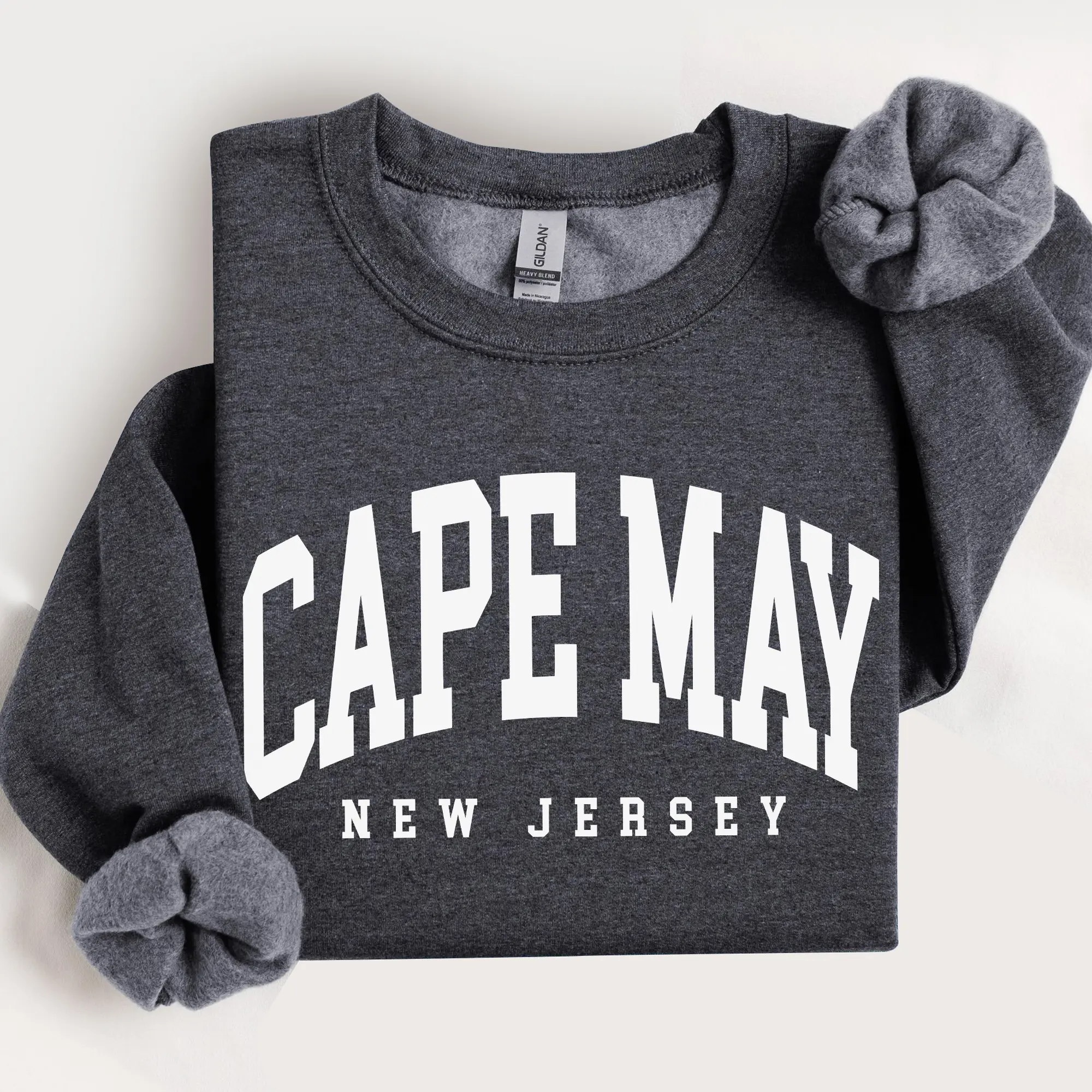Cape May City Sweatshirt, New Jersey Pullover, Vintage Varsity Aesthetic, Trendy Travel Destination Gift, Unisex Crewneck Sweatshirt