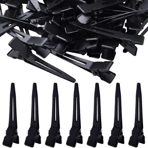 100 count Black Single Prong Curl Clips Metal  Hair Pins Styling Clips for Women Men Hair Extensions Salon Haircut, 4.5 cm x 0.8 cm