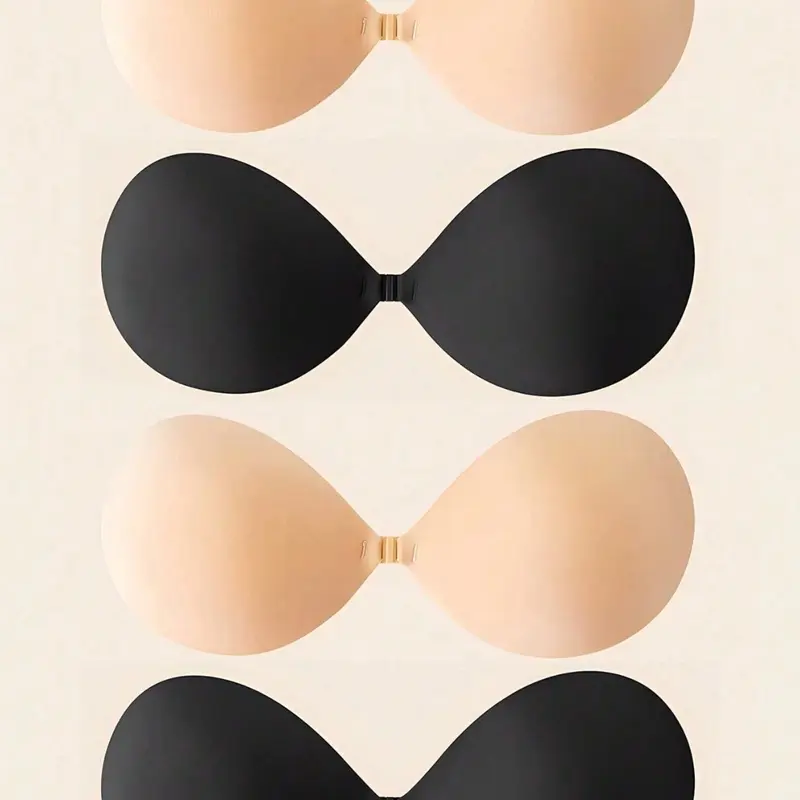 Women's 2-Pcs Strapless Push Up Adhesive Bras - Invisible, Reusable, Seamless Multi-Pair Bras for Women, Backless Dress Compatibility, Strapless Bras