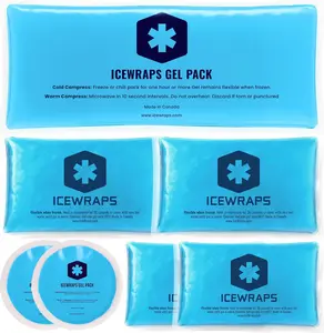 ICEWRAPS Reusable Multipurpose Gel Ice Packs in 4 Sizes - Hot Cold Pack for Kids & Adults Injuries, First Aid, Sport Injuries, Breastfeeding, Muscle and Joint Pain Relief - 7 Pack - Set A