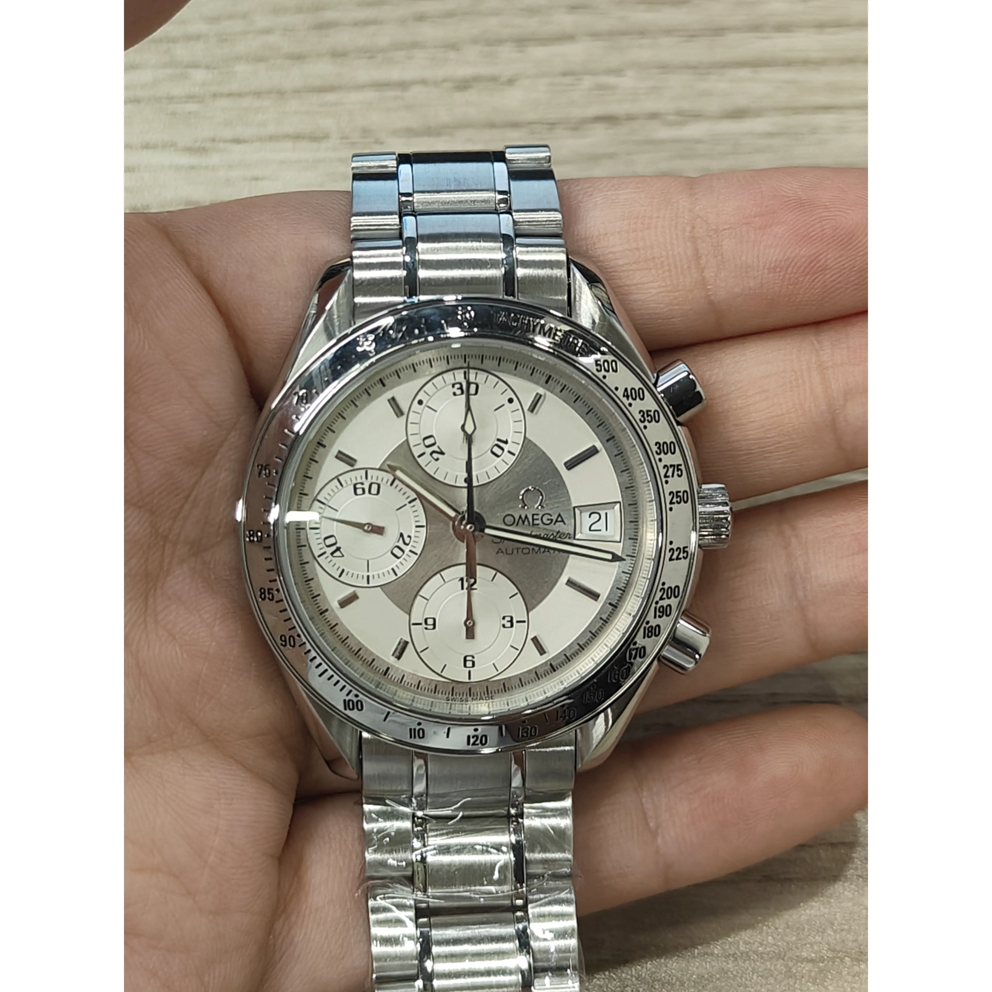 Omega Speedmaster 39 Steel Bracelet White Dial Mechanical, # TK-58942744, 18 cm, Jason
