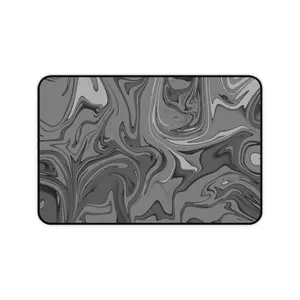 Gray Marble Swirl Desk Mat — Modern Abstract Mouse Pad for Office & Home