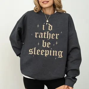 Retro I'd Rather be Sleeping Sweatshirt, Introvert Crewneck, Always Sleeping Long Sleeved Pullover, Lazy Sweater, Funny Sleep and Nap Lovers Gifts