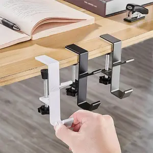 Table Side Hook, 1 Count Multi-functional Easy-install Metal Organizer for Bags & Coats & Keys, Punch-free Hanging Rack for Home & Office