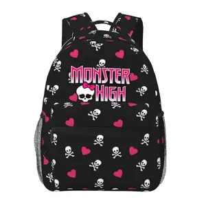 Monster High large-capacity travel backpack for school and daily commuting, cartoon casual anti-theft book bag, gift for women and men