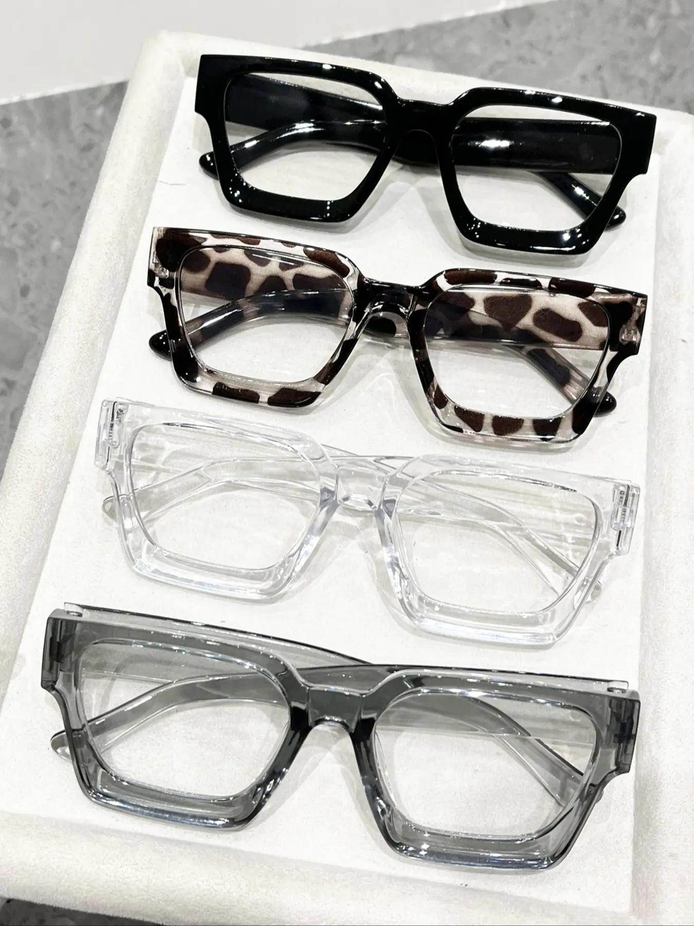 Unisex Classic Elegant Non-Prescription Glasses, Casual Style Solid Color & Leopard Pattern Eyeglasses, Stylish Square Frames, Suitable for Office, Leisure Activities and Daily Wear, Square Frame Eyewear