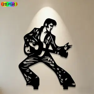 1pc Elvis Presley Artistic Metal Wall Art, Home Wall Art, Elvis Presley Statue Mural, Ideal Gift for Christmas, Rock 'n' Roll Enthusiasts, Rust-Resistant Metal Wall Decor Wall Sculptures, Perfect for Living Room Wall & Garden Fence Elvis Presley Fans