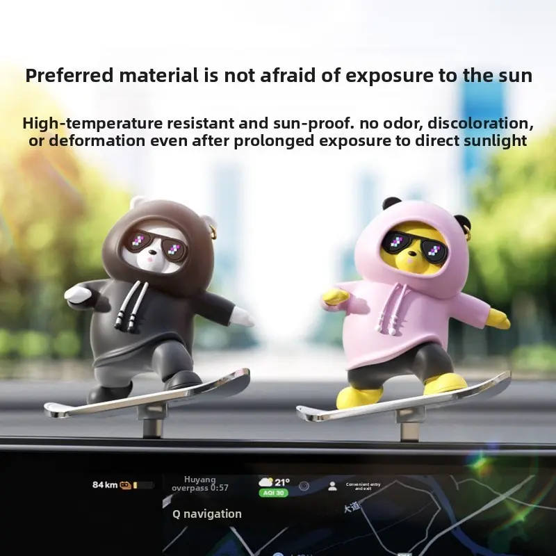 Cute Cartoon Skateboard Bear Figurine, Creative Metal PVC Toy, Car Dashboard Interior Decor, Car Dashboard Decorations, Car Interior Decoration, Fun Car Accessory, Gift for New Car Owners, Car Interior Decorative, Car Accessories Cute