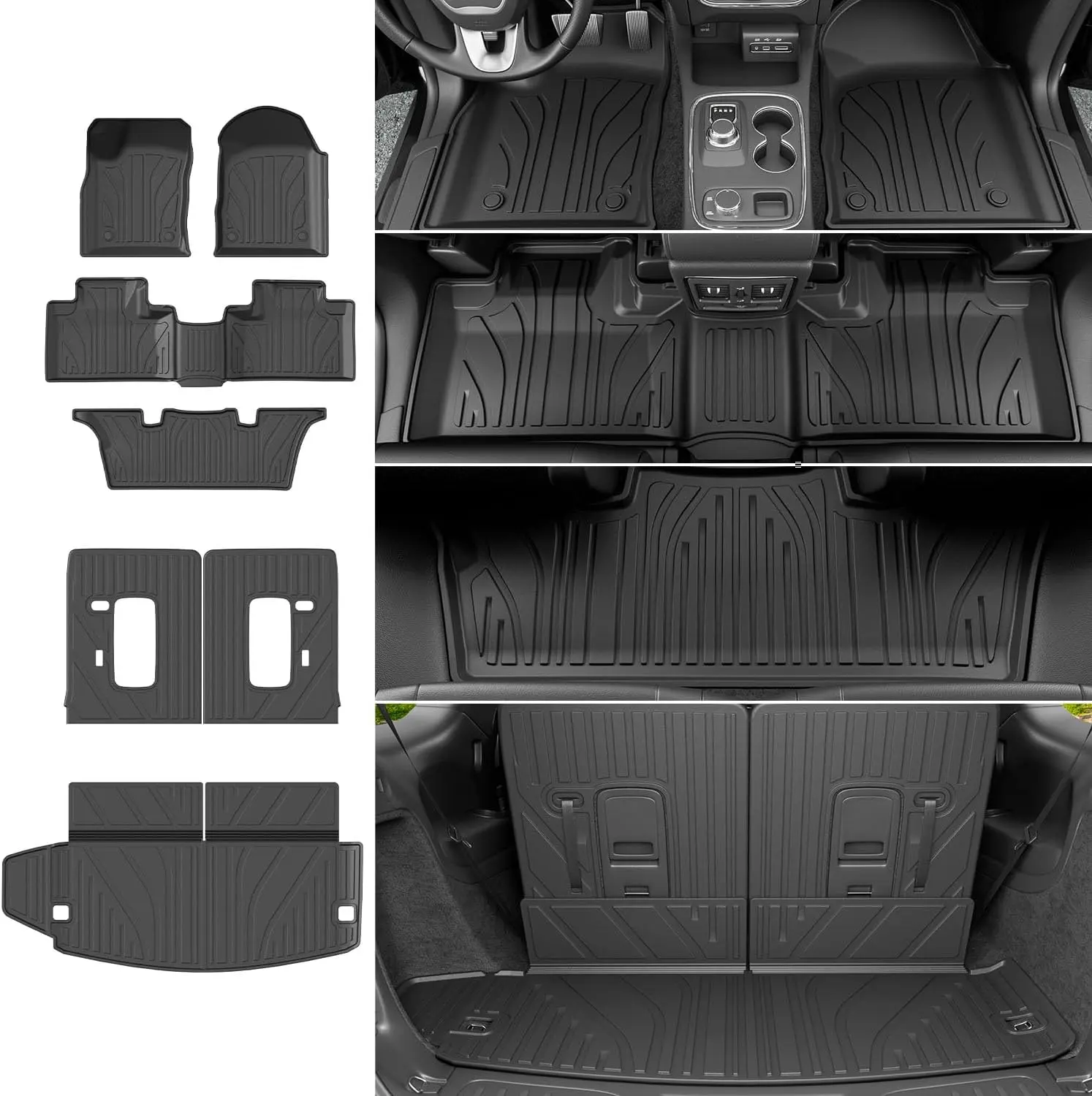 [Fits 16-26 Durango] Floor Mat Compatible with 2016-2026 Dodge Durango Trunk Liner 3rd Backrest Mat Replacement for 2016-2026 Dodge Durango Accessories(Trunk Mat+3rd Backrest Mat+6 Seats Floor Mat)