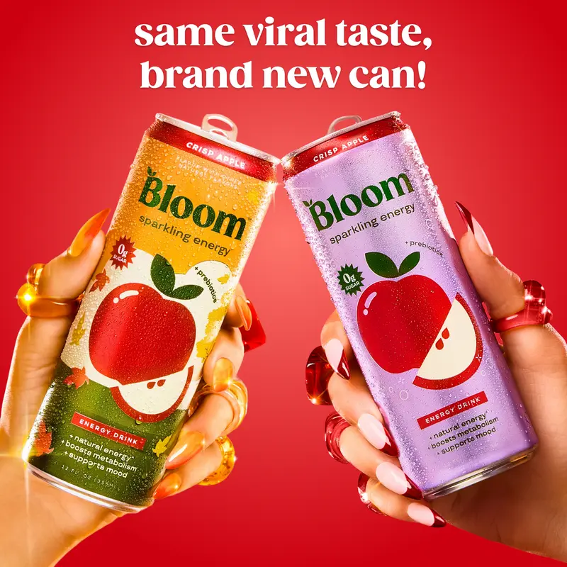 Bloom Sparkling Energy Drink - Natural Caffeine, Zero Sugar, 180mg Caffeine - Antioxidant-Rich with Green Coffee Bean, Green Tea Extract, Prebiotics, 12oz 12 Pack