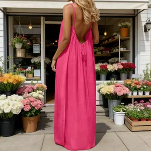 Women's Casual Solid Color Sleeveless Cami Dress Comfortable Soft Material Summer Fashion Dress Ideal for Beach Trips Holidays Daily Casual and Outdoor Wear