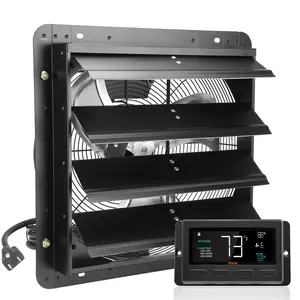 VEVOR Shutter Exhaust Fan, TikTokShopBlackFriday, 16'' with Temperature Humidity Controller, EC-motor, 2650 CFM, 10-Speed Adjustable Wall Mount Attic Fan, Ventilation and Cooling for Greenhouses, Garages, Sheds, ETL Listed  With or without a controller