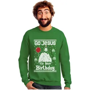 Tstars Go Jesus It'S Your Birthday Sweatshirt Men Funny Ugly Christmas Sweater Style Tstars