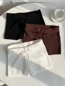 Women's Comfortable Knit Casual Shorts, Soft Ribbed Adjustable Drawstring Waist, Perfect for Home and, Durable and Breathable, All Seasons