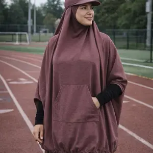 Modest Flex 3pc Khimar Skirt Cap Set Sport Muslim Modesty Multipurpose Wear for Everyday Use Cotton Jersey Cuffs with Thumb Holes Kangaroo Pouch Adjustable Fit