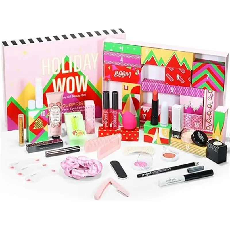 Makeup Advent Calendar 2025 for Teens Girls, Christmas Countdown Calendar Surprise Makeup Gift Kit, Include Lip Gloss, Blush, Concealer, Mascara, Eyebrow Pencil