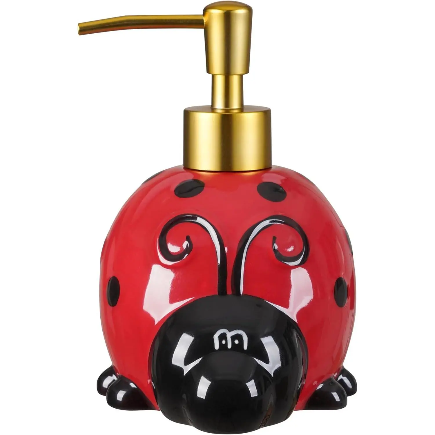 17 OZ Ladybug Ceramic Soap Dispenser with ABS Pump,Refillable Liquid Bathroom soap Dispenser for Lotion , Wash ,Cute Kitchen Soap Dispenser for Dish Soap,Hand Soap