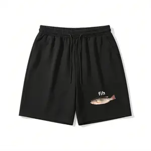Fih Fish Shorts - Unisex Cotton-Blend Casual Shorts with Iconic "fih" Graphic & Adjustable Waistband for All-Day Comfort & Practicality college Fleece-Lined mens