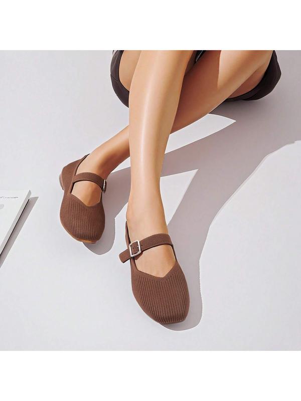 Women's Flat Shoes Round Toe with V-Shaped Opening Comfortable for Daily Casual Wear and Commuting Low Wedge Heel Adjustable Ankle Strap with Buckle Flat Shoes Ideal for Holiday Outfits and Everyday Use