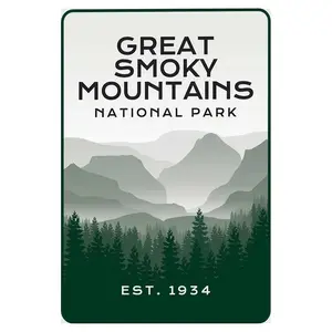 1 piece Great Smoky Mountains National Park Vintage Metal Sign - 8x12 Inch, Rustic Green & Gray, Wall-Mounted Tin Decor with Established Date, Ideal for Home & Cabin, Perfect Gift for National Park Lovers