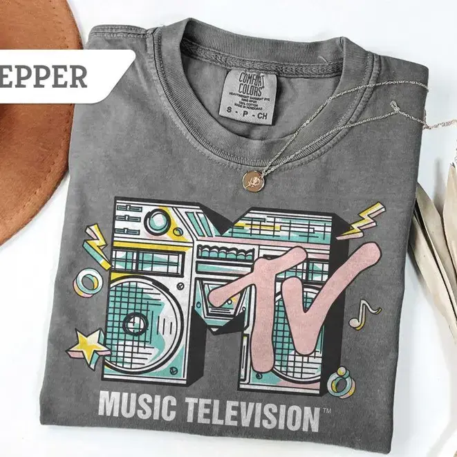 Comfort Colors MTV Classic Vintage tv Signal Logo  Shirt, Retro 80s & 90s MTV Family Matching Tee, Vintage MTV Birthday Girl Music Television